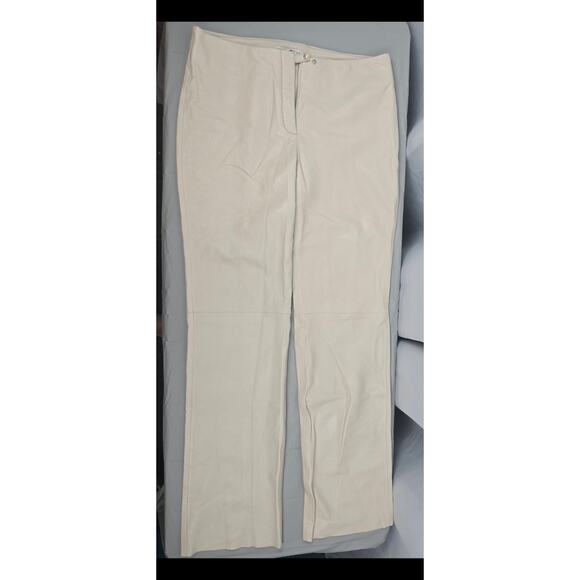 RARE VINTAGE Tommy Hilfiger Leather Pants Women's Size 6 CREAM OFF WHITE - Picture 2 of 13